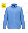 Chaqueta polar ESD antiestática con cremallera color celeste