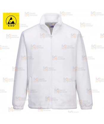 Chaqueta polar ESD antiestática con cremallera color blanco
