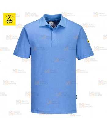 Polo ESD antiestático de manga corta color celeste