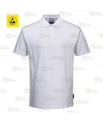 Polo ESD antiestático de manga corta color blanco