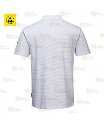Polo ESD antiestático de manga corta color blanco
