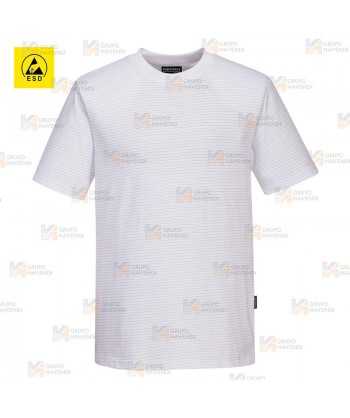 Camiseta ESD antiestática de manga corta color blanco