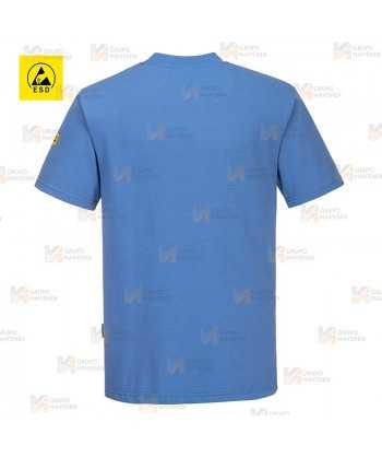 Camiseta ESD antiestática de manga corta color celeste