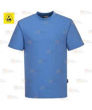 Camiseta ESD antiestática de manga corta color celeste