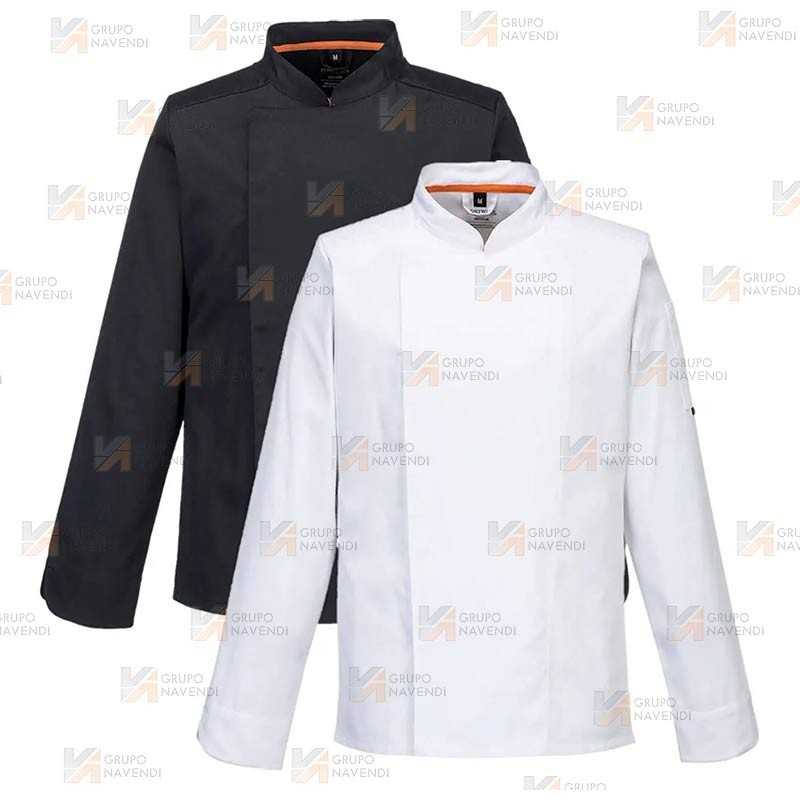 Chaqueta de cocina elástica y altamente transpirable de manga larga