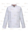 Chaqueta de cocina elástica y altamente transpirable de manga larga color blanco
