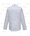 Chaqueta de cocina elástica y altamente transpirable de manga larga color blanco