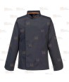 Chaqueta de cocina elástica y altamente transpirable de manga larga color negro