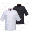 Chaqueta de cocina elástica y altamente transpirable de manga corta