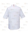 Chaqueta de cocina elástica y altamente transpirable de manga corta color blanco