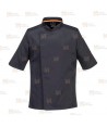 Chaqueta de cocina elástica y altamente transpirable de manga corta color negro