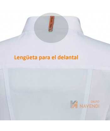 Chaqueta de cocina elástica y altamente transpirable de manga larga color blanco