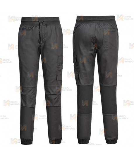Pantalón ajustado de cocina, elástico y altamente transpirable  color negro