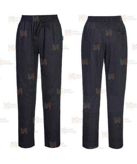 Pantalón ajustado de cocina, elástico y altamente transpirable  color negro