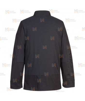 Chaqueta de cocina altamente transpirable de manga larga color negro