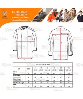 Chaqueta de cocina altamente transpirable de manga larga color negro
