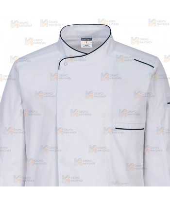 Chaqueta de cocina altamente transpirable de manga larga color blanco