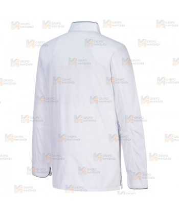 Chaqueta de cocina altamente transpirable de manga larga color blanco