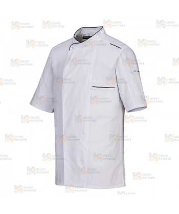 Chaqueta de cocina altamente transpirable de manga corta color blanco