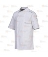 Chaqueta de cocina altamente transpirable de manga corta color blanco