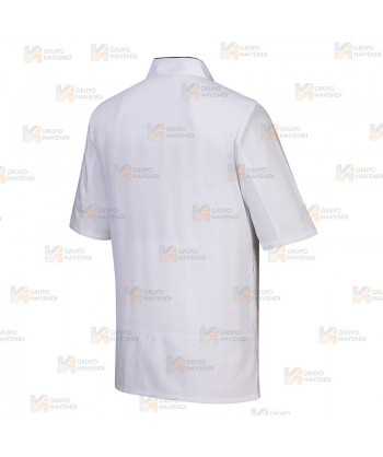 Chaqueta de cocina altamente transpirable de manga corta color blanco
