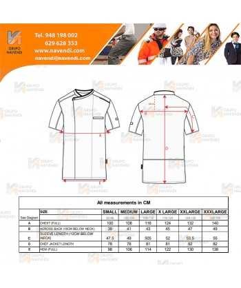 Chaqueta de cocina altamente transpirable de manga corta
