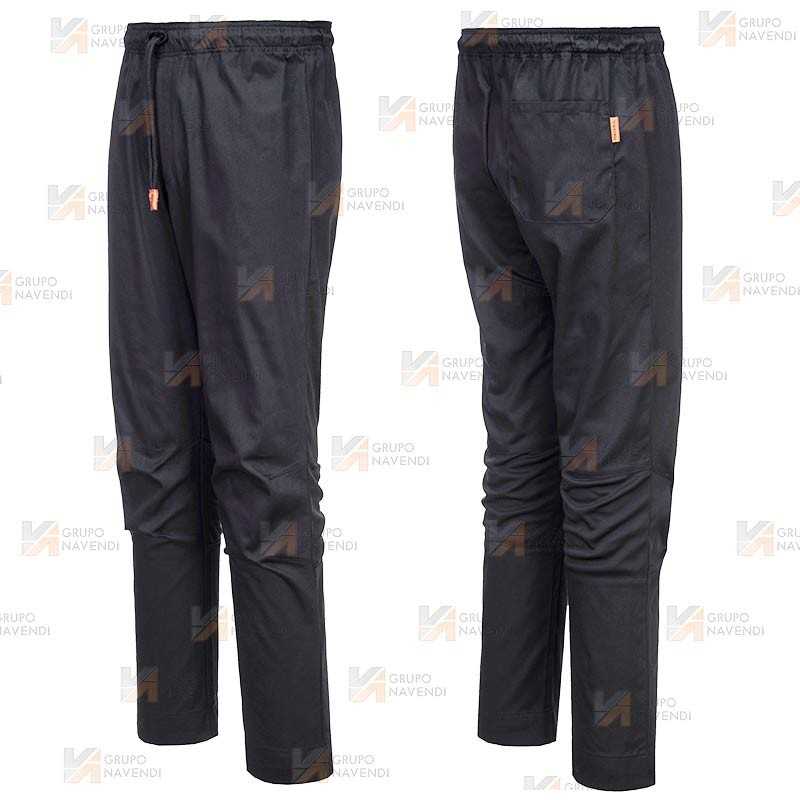Pantalón de cocina, transpirables con elásticos y cordón color negro