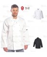 Chaqueta de cocina de manga larga con cierre de corchetes