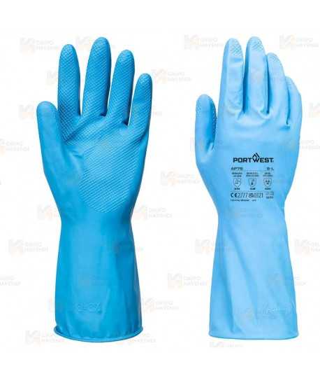 Guantes químicos de látex azul para la industria alimentaria