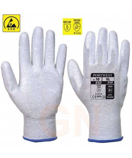 Guantes antiestáticos ESD con palma y yemas de poliuretano