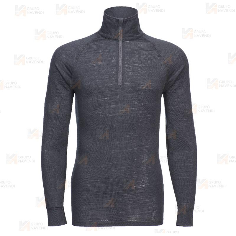 Camiseta interior térmica de Lana Merino con media cremallera