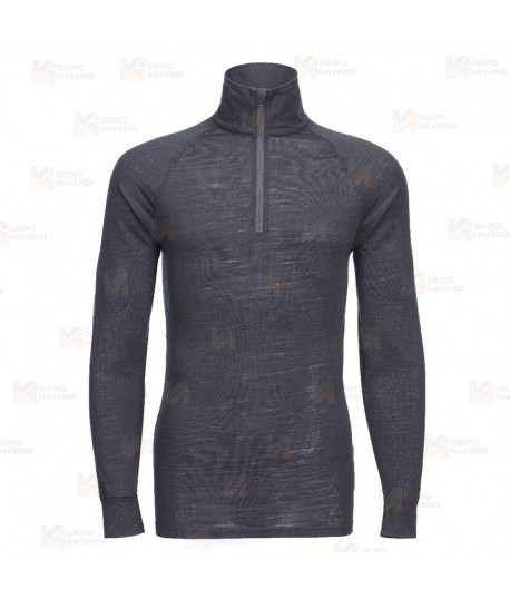 Camiseta interior térmica de Lana Merino con media cremallera