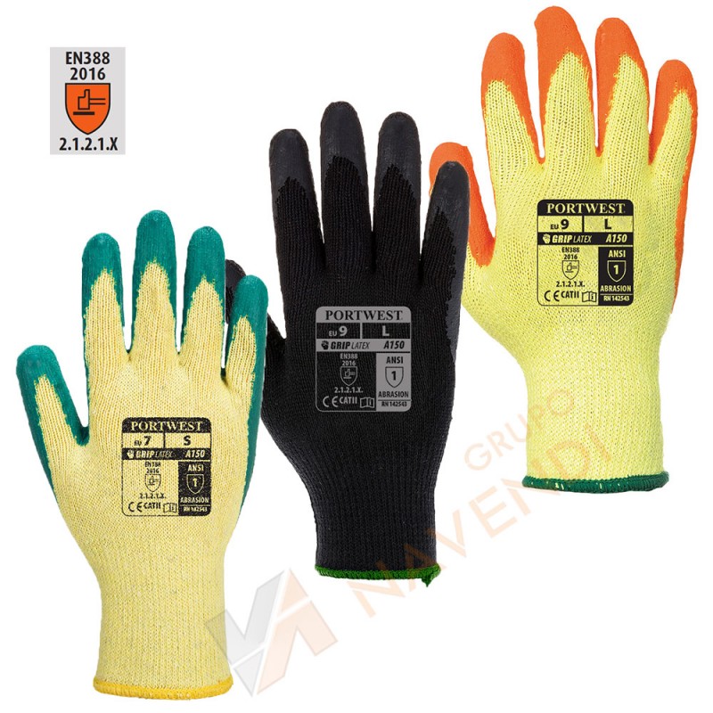 Guantes económico de látex rugoso con soporte de punto