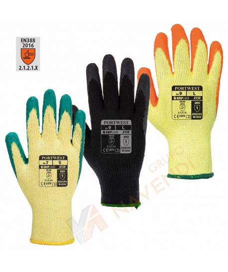 Guantes económico de látex rugoso con soporte de punto