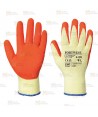 Guantes grip de látex rugoso naranja con soporte de punto