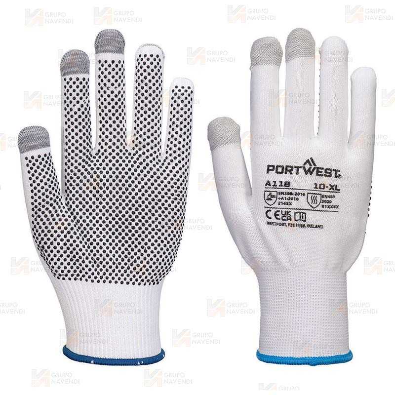 Guante grip con puntos PVC para pantallas táctiles con refuerzos