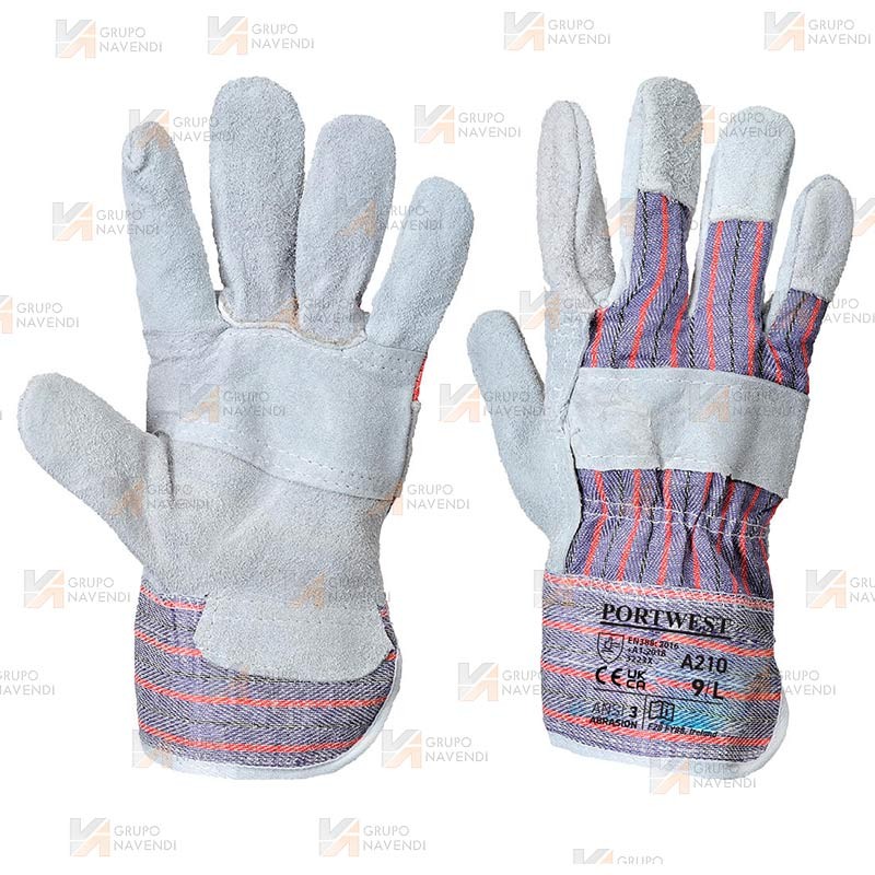 Guantes americanos de serraje y manguitos de algodón