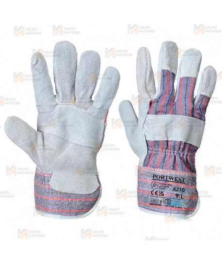 Guantes americanos de serraje y manguitos de algodón
