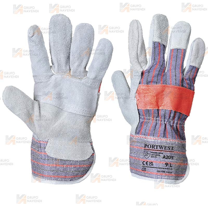 Guantes americanos de serraje económicos con manguito de algodón