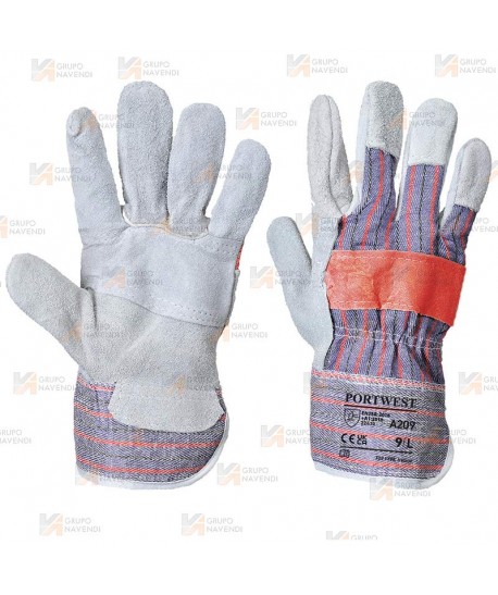 Guantes americanos de serraje económicos con manguito de algodón