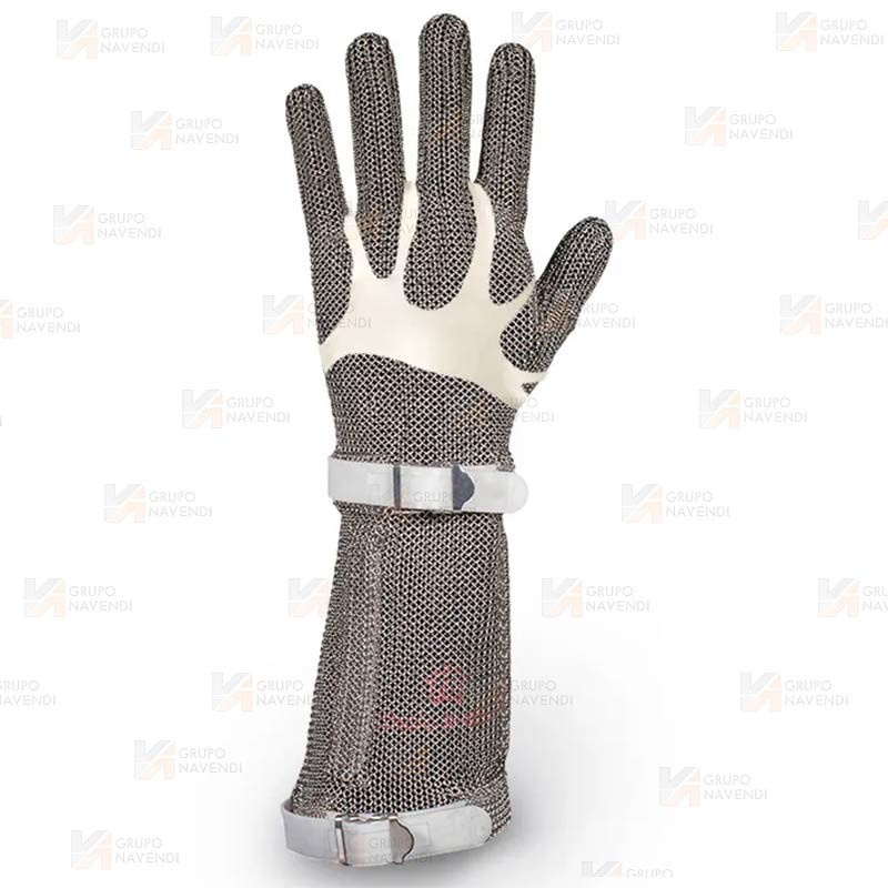 Guantes largos de malla de acero con tensor para alimentación