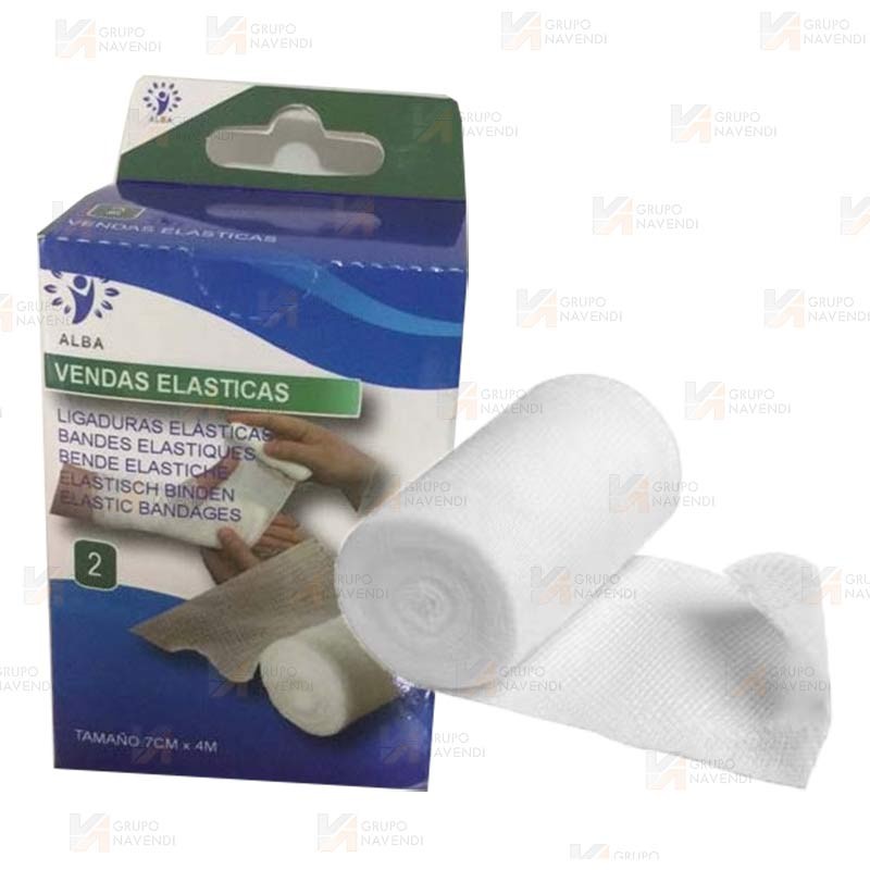 Venda elástica blanca de 4m. x 7 cm en paquete individual (24 unidades)