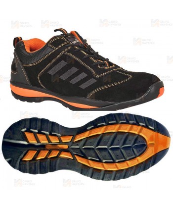 Zapatos deportivo de seguridad S1P color negro y naranja