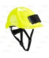 Casco de protección con identificador y barbuquejo de 4 puntos color amarillo