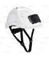 Casco de protección con identificador y barbuquejo de 4 puntos color blanco