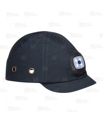 Gorra de protección con visera corta con LED recargable por USB
