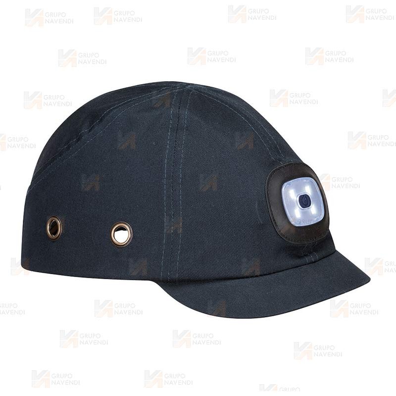 Gorra de protección con visera corta con LED recargable por USB