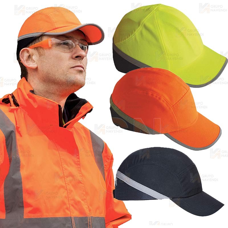 Gorra de protección transpirable y de alta visibilidad color amarillo flúor
