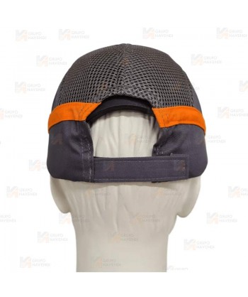Gorra de protección transpirable color gris y naranja