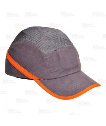Gorra de protección transpirable color gris y naranja